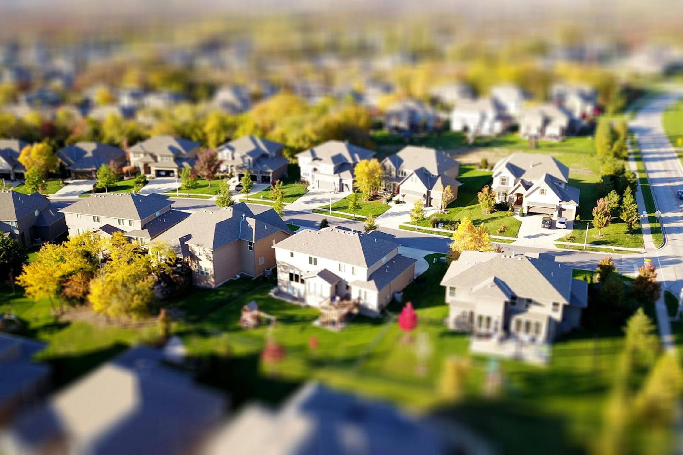 Houses in a landscape.